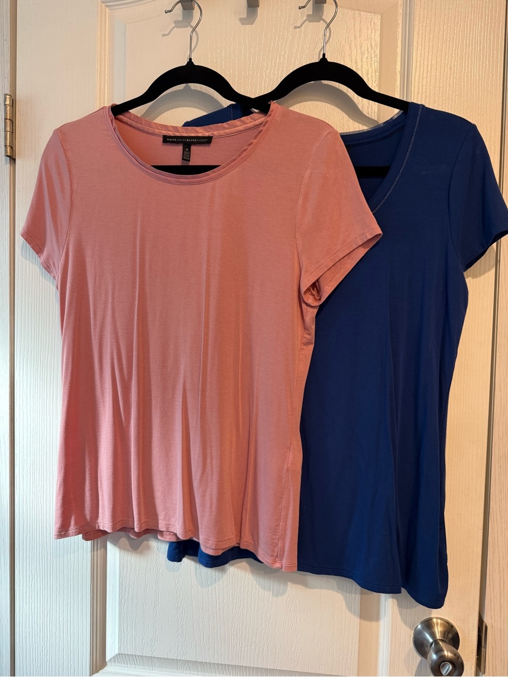 White House Black Market Short Sleeve Tee Duo in Dusty Rose and Navy Blue